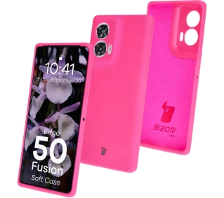 Bizon Silikonowe Soft do Motorola Edge 50 Fusion Neonowo-różowy