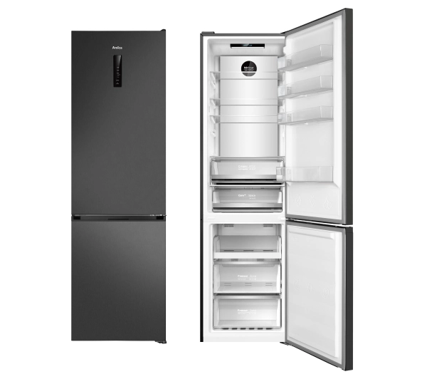 Amica FK3706D.5DFZXC (A) Pełny No Frost 200cm Komora świeżości Czarny Inox - Kup na Raty - RRSO 0%