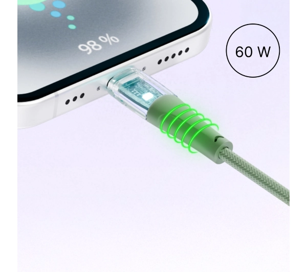 QUALO USB-C do USB-C 1,5m 3A Zielony