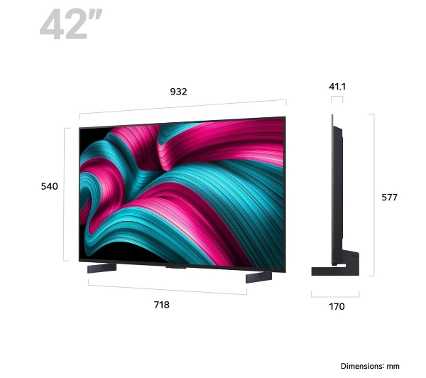 LG OLED42C54LA 42" OLED evo AI 4K 144Hz webOS Dolby Vision Dolby Atmos HDMI 2.1 DVB-T2 - Kup na Raty - RRSO 0%