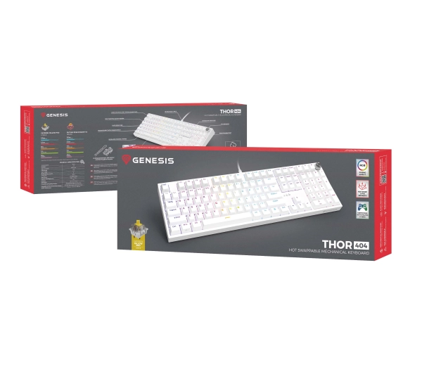 Genesis Thor 404 US RGB Gateron Yellow Pro Biały