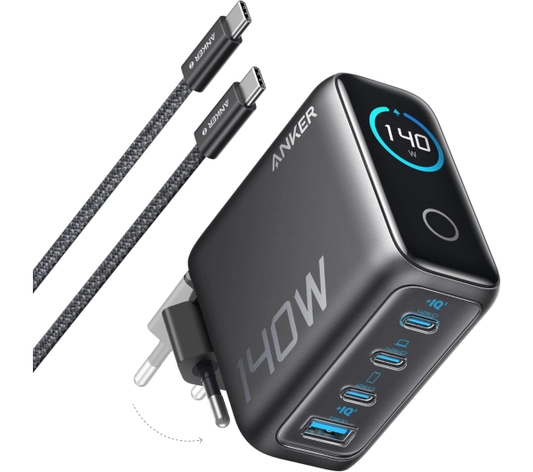 Anker B2697GZ1 3xUSB-C 1xUSB 140W Czarny + kabel USB-C do USB-C