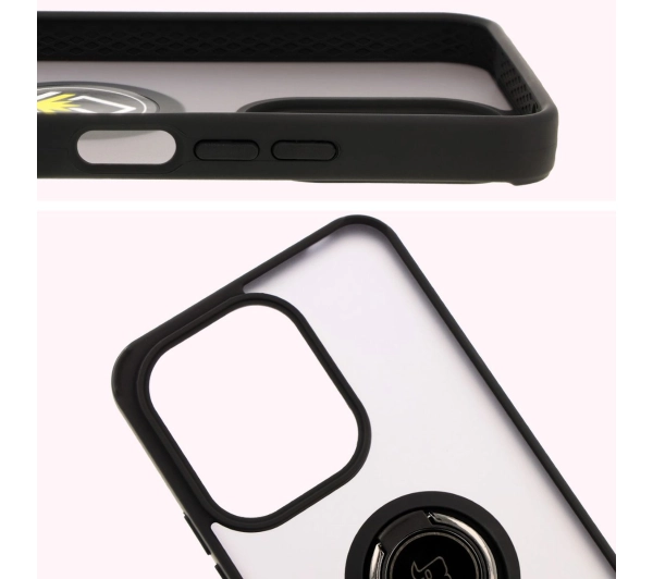 Bizon z uchwytem na palec Hybrid Ring do Xiaomi Redmi 13 4G przydymione z Czarną ramką