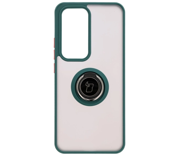 Bizon z uchwytem na palec Hybrid Ring do Oppo Reno 12 przydymione z Ciemnozieloną ramką
