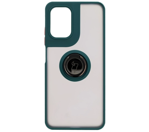 Bizon z uchwytem na palec Hybrid Ring do Motorola Moto G05/E15 przydymione z Ciemnozieloną ramką