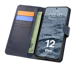 Bizon z klapką Pocket do Oppo Reno 12 Pro Granatowy