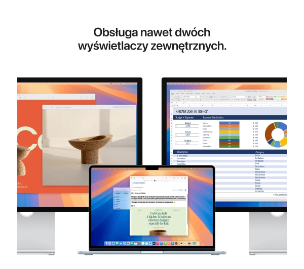 Apple MacBook Air 2025 15,3" M4 16GB RAM 256GB Dysk macOS Księżycowa poświata 70W Funkcje AI - Kup na Raty - RRSO 0%