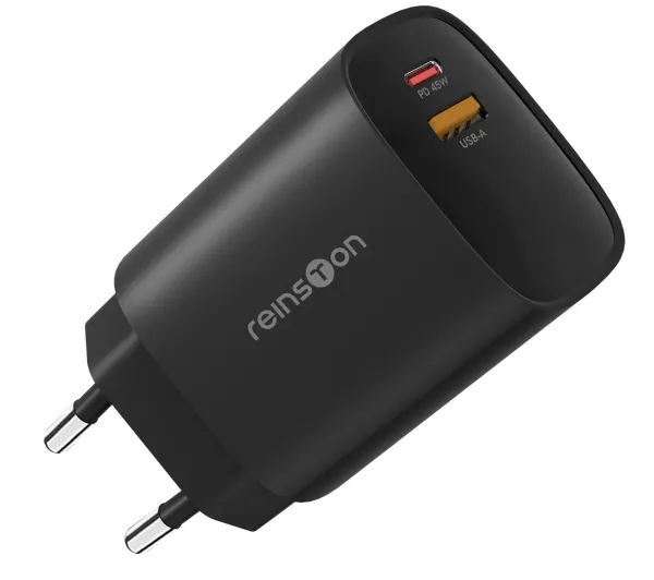 Reinston GaN USB-A USB-C 45W Czarny