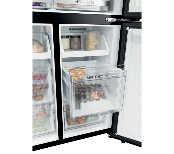 Haier HCKR7819DWGB Pełny No Frost Space Fit Czarne szkło Oświetlenie tylnej ściany - Kup na Raty - RRSO 0%
