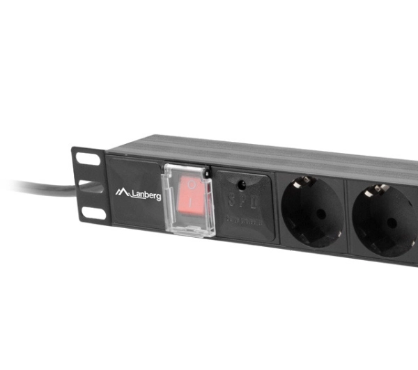Lanberg RACK PDU 1U 10A 7xSCHUKO 2m Czarny