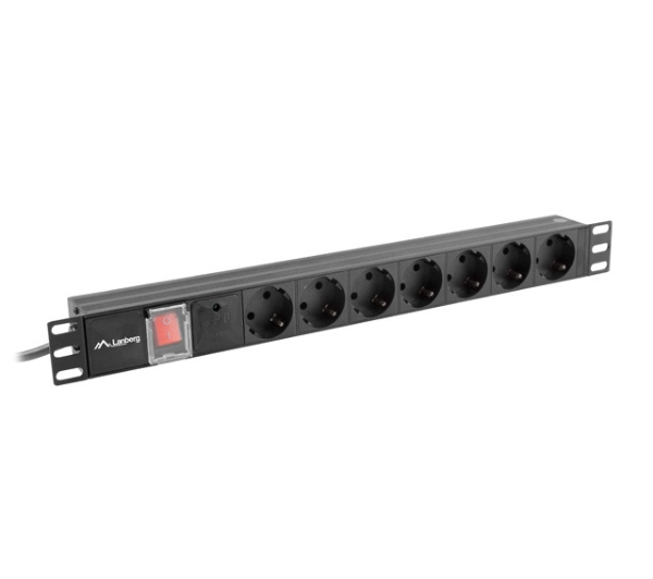 Lanberg RACK PDU 1U 10A 7xSCHUKO 2m Czarny