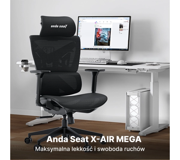 Anda Seat X-Air Mega XL Mesh Gamingowy do 120kg Tkanina Czarny - Kup na Raty - RRSO 0%