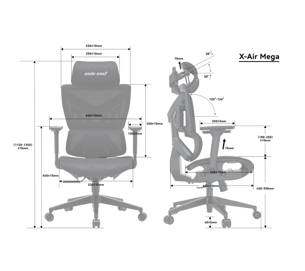 Anda Seat X-Air Mega XL Mesh Gamingowy do 120kg Tkanina Czarny - Kup na Raty - RRSO 0%