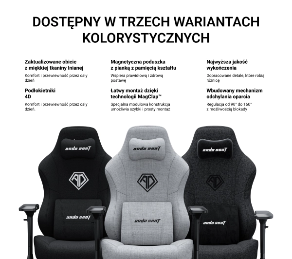 Anda Seat Phantom 3 Pro L Gamingowy do 120kg Tkanina Ciemnoszary - Kup na Raty - RRSO 0%