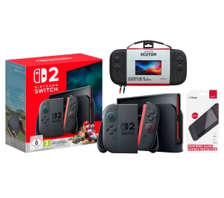 Nintendo Switch 2 Joy-Con Czarny + Mario Kart World + Etui Yaxo Scutum Techno + Szkło hartowane Trust GXT 1254 - Kup na Raty - RRSO 0%