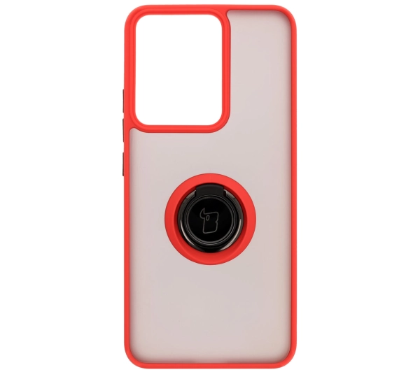 Bizon z uchwytem na palec Hybrid Ring do Xiaomi POCO F7 Pro Przydymione z Czerwoną ramką