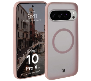 Bizon MatteO z MagSafe do Google Pixel 10 Pro XL Półprzezroczyste z różową ramką