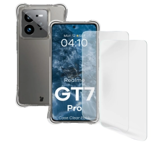 Bizon elastyczne etui Salpa + 2x folia na ekran Clear Pack do Realme GT 7 Pro