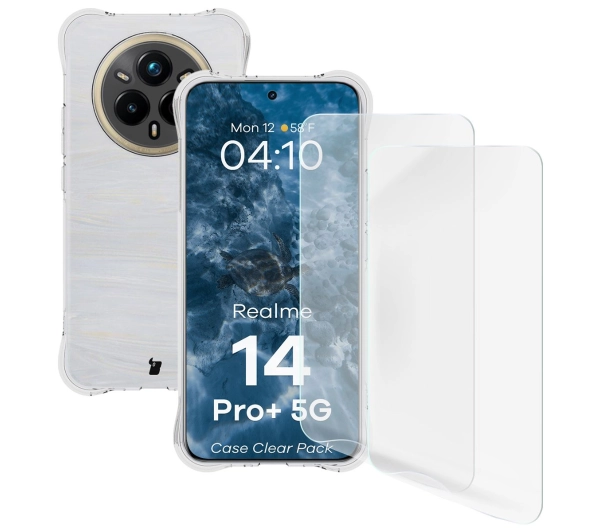 Bizon elastyczne etui Salpa + 2x folia na ekran Clear Pack do Realme 14 Pro Plus 5G