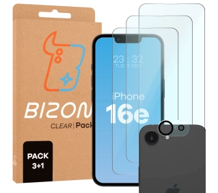 Bizon 3x szkło + szybka na aparat Clear 2 Pack do Apple iPhone 16e