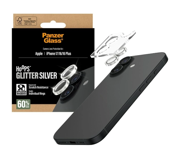PanzerGlass Hoops Glitter do iPhone 17 / 16 / 16 Plus Srebrny