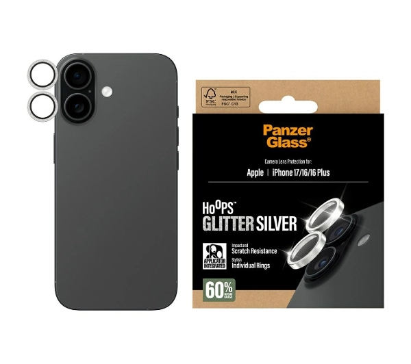 PanzerGlass Hoops Glitter do iPhone 17 / 16 / 16 Plus Srebrny