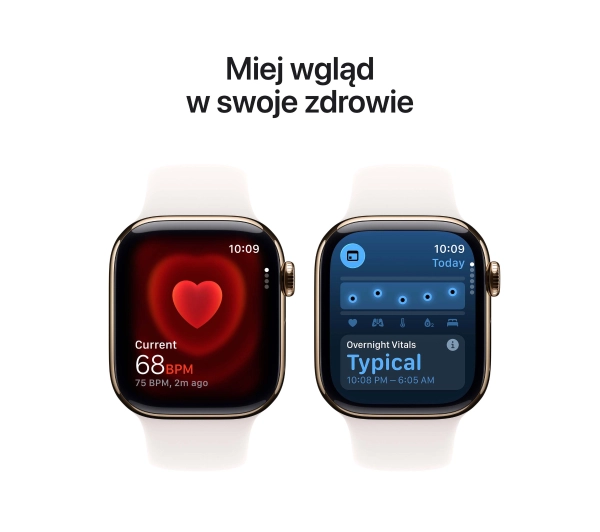 Apple Watch Series 11 GPS + Cellular 42mm Tytan Złoty Pasek sportowy Łagodny róż S/M - Kup na Raty - RRSO 0%