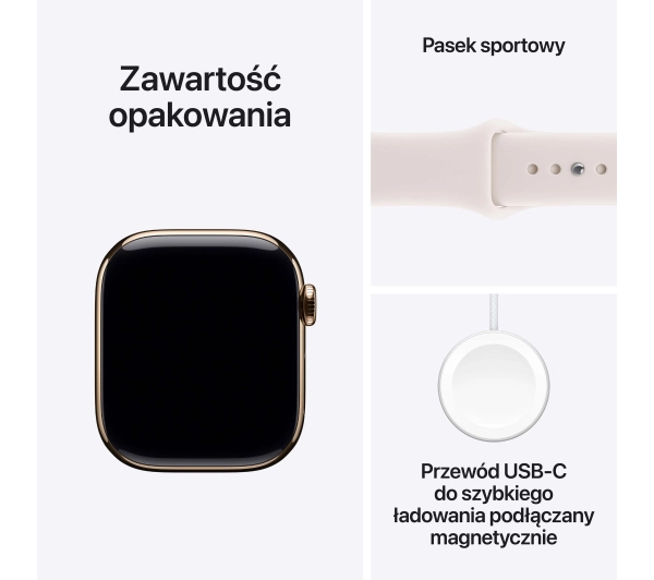 Apple Watch Series 11 GPS + Cellular 42mm Tytan Złoty Pasek sportowy Łagodny róż S/M - Kup na Raty - RRSO 0%