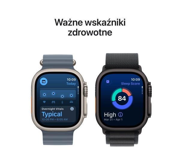 Apple Watch Ultra 3 GPS + Cellular koperta z naturalnego tytanu Czarna 49mm Opaska Alpine Niebieska Rozmiar M - Kup na Raty - RRSO 0%