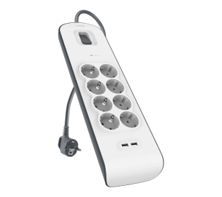 Belkin BSV804VF2M-V2 8 gniazd, 2x USB-A, 2m Biało-czarny