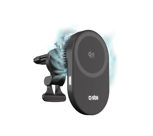 Uchwyt magnetyczny SBS z ładowarką bezprzewodową Qi2.2 25W z chłodzeniem aktywnym - czarny