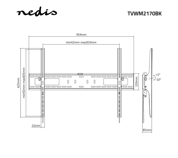 Nedis TVWM2170BK od 60" do 100" Max 75kg