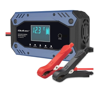 Qoltec 52482 Inteligentna do akumulatora STD AGM GEL LiFePO4 12-24V / 10A Prostownik z funkcją naprawy