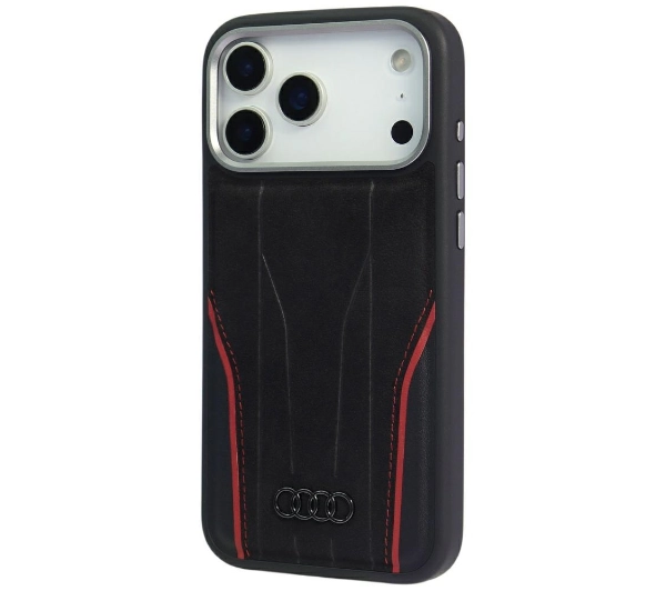 AUDI Genuine Leather MagSafe do iPhone 17 Pro Max Czarno-czerwony