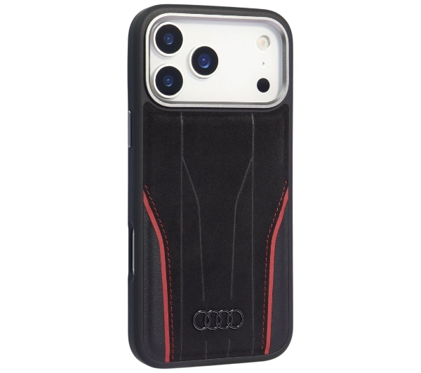 AUDI Genuine Leather MagSafe do iPhone 17 Pro Max Czarno-czerwony