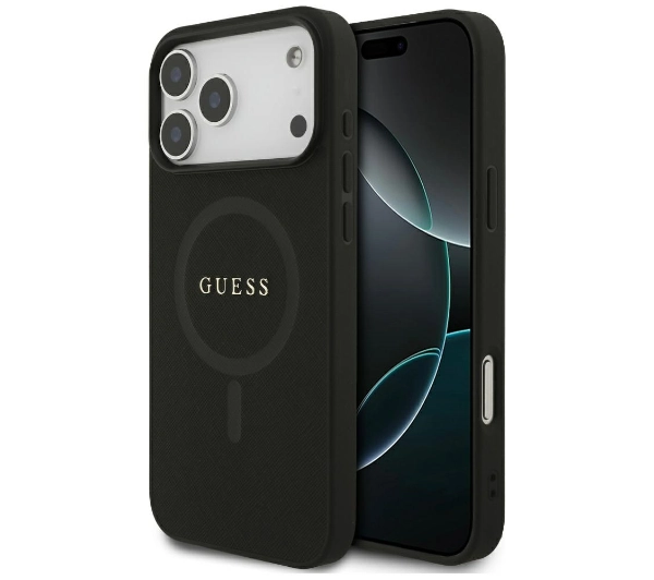 Guess Saffiano Classic Logo MagSafe do iPhone 17 Pro czarny