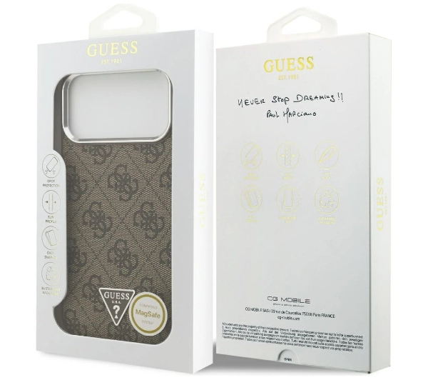 Guess 4G Triangle Logo MagSafe do iPhone 17 Pro Max brązowy srebrny