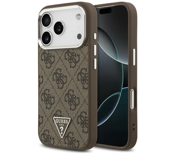 Guess 4G Triangle Logo MagSafe do iPhone 17 Pro brązowy srebrny