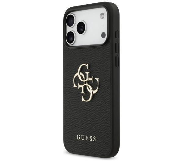 Guess Grained Big 4G & Classic Logo do iPhone 17 Pro Max czarny