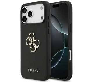 Guess Grained Big 4G & Classic Logo do iPhone 17 Pro Max czarny