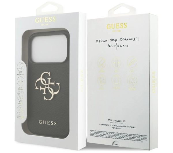 Guess Grained Big 4G & Classic Logo do iPhone 17 Pro czarny