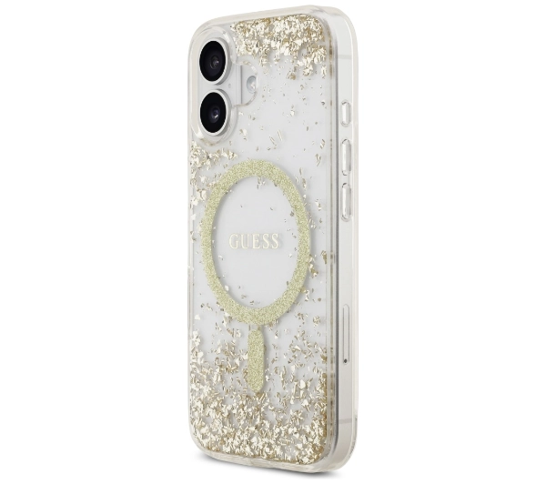 Guess Resin Bottom Glitter MagSafe do iPhone 17 złoty