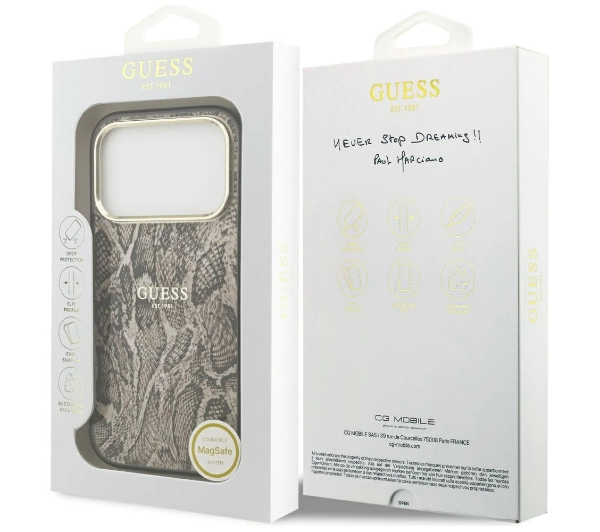 Guess Python Pattern MagSafe do iPhone 17 Pro brązowy