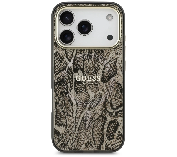 Guess Python Pattern MagSafe do iPhone 17 Pro brązowy
