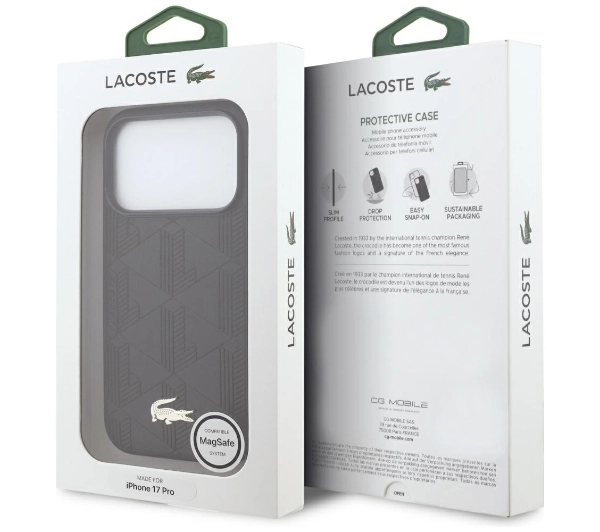 Lacoste Nomograme Gold Logo MagSafe do iPhone 17 Pro czarny