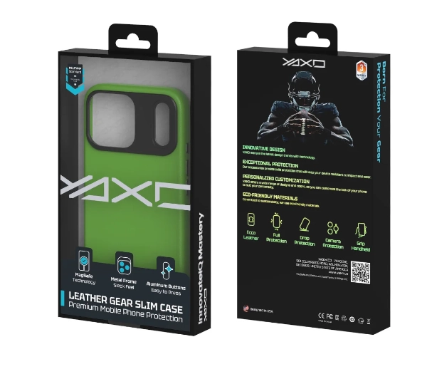 Yaxo Leather Gear Slim Case MagSafe do iPhone 17 Pro Max Zielony