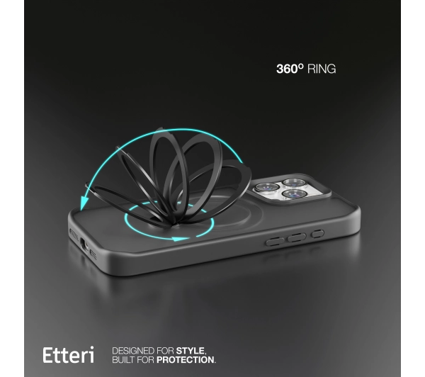 Etteri Matt Mag Ring do iPhone 15 Pro Max Czarny