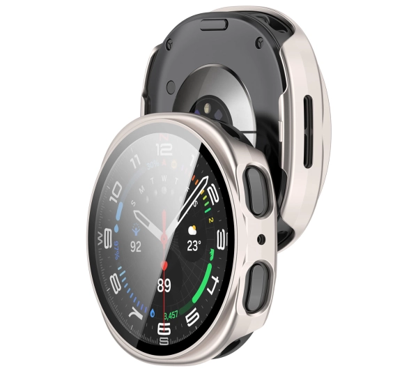 Bizon ze szkłem do Samsung Galaxy Watch 8 44 mm jasnobeżowy