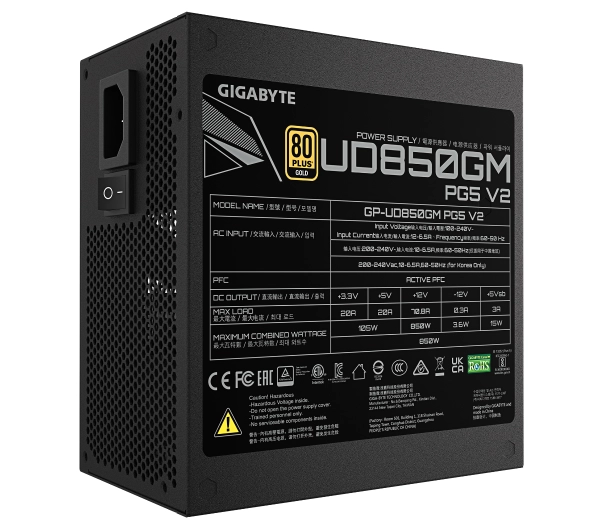 Gigabyte UD850GM PG5 V2 850W 80+ Gold Czarny - Kup na Raty - RRSO 0%