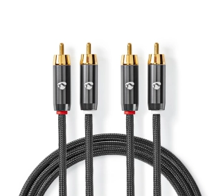Nedis CATB24200GY50 ProfiGold 2x RCA 5m Srebrny